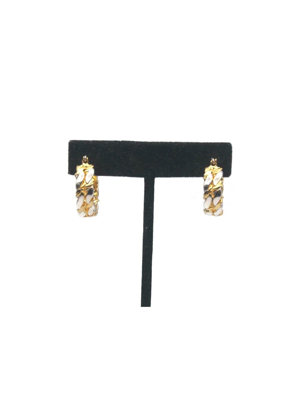 Hoop Earrings Vintage Gold & Silver Tone with Latch Back Earrings.